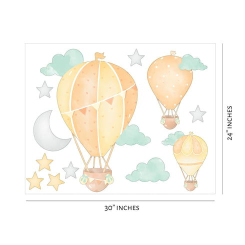 Hot Air Balloon Yellow - Wall Decal Sticker